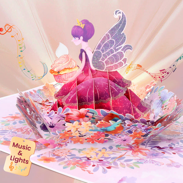 Musical Birthday Cards for Girls, Pop Up Cards with colourful lights and blowable candles, Birthday Gifts for Daughters, Granddaughters