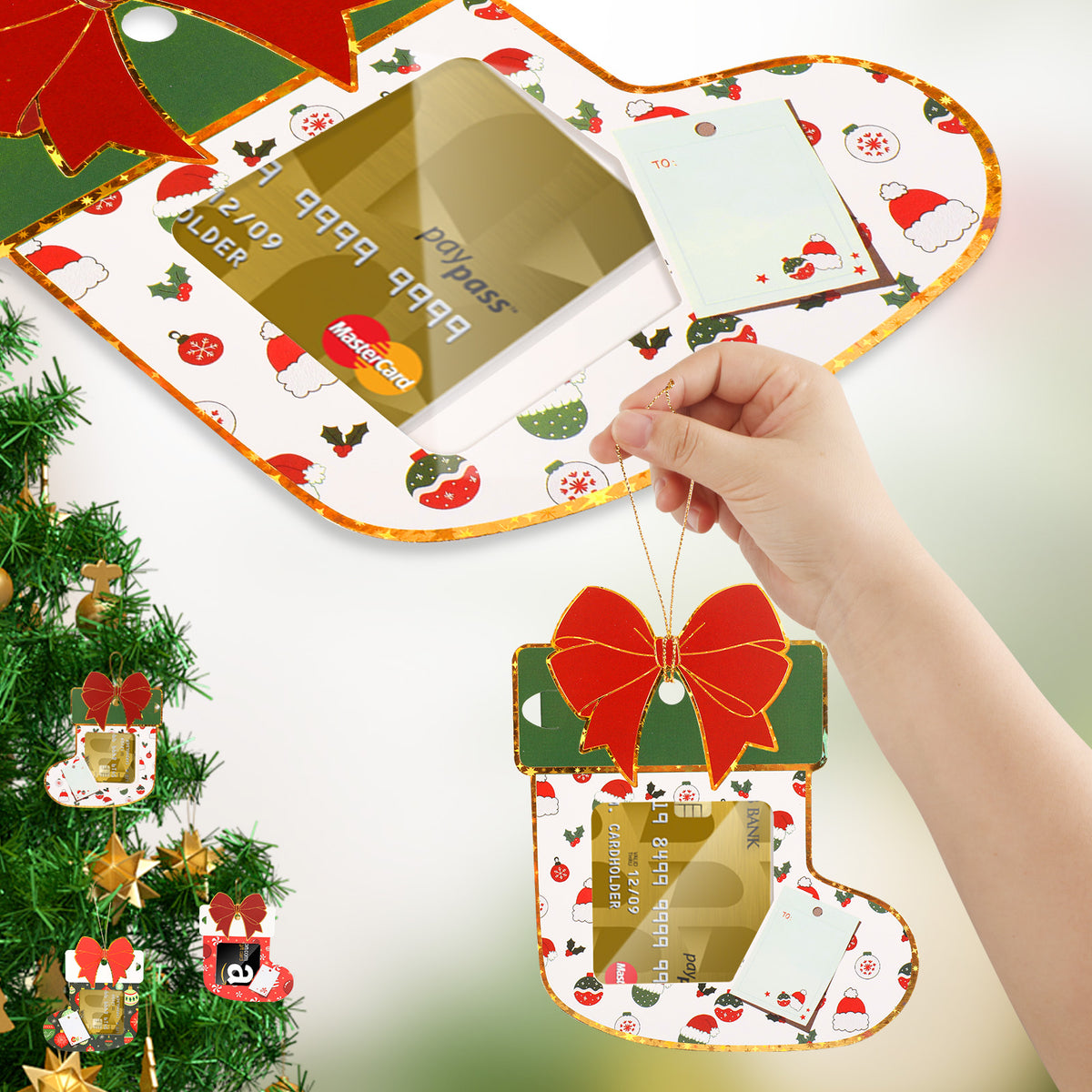 Christmas Stocking Hangable Money Holder Christmas Ornament (6 Pack)