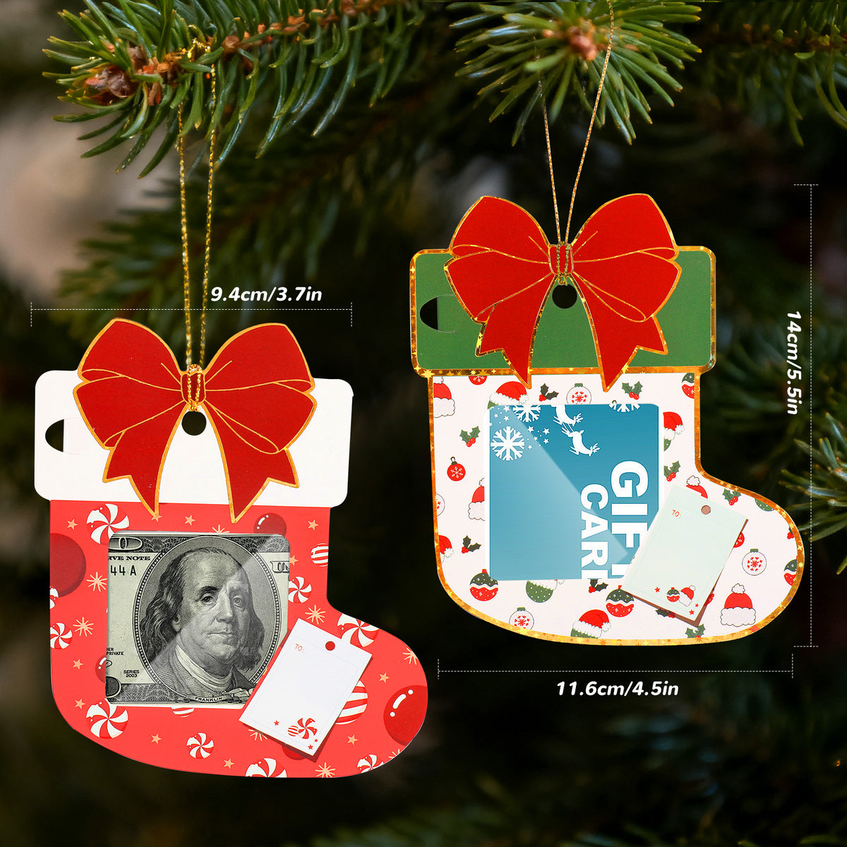Christmas Stocking Hangable Money Holder Christmas Ornament (6 Pack)