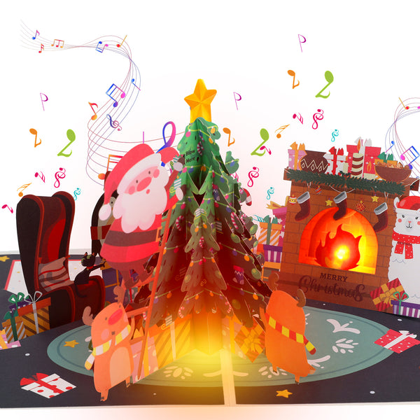 Christmas Climbing Ladde | 3D Pop Up Christmas Card with Music & Lights