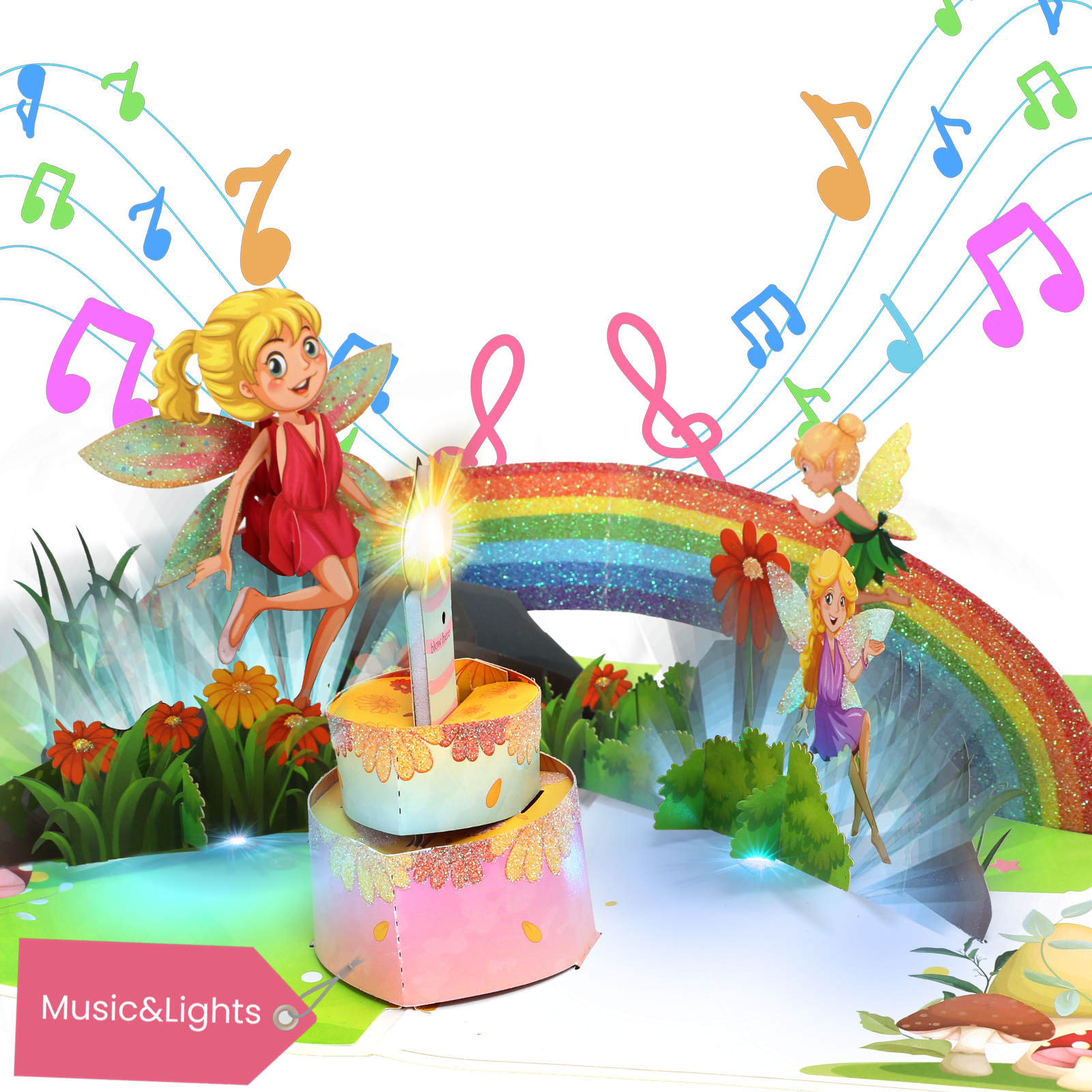 Rainbow Fairy Cake | Pop Up Birthday Card With Lights & Musical ...