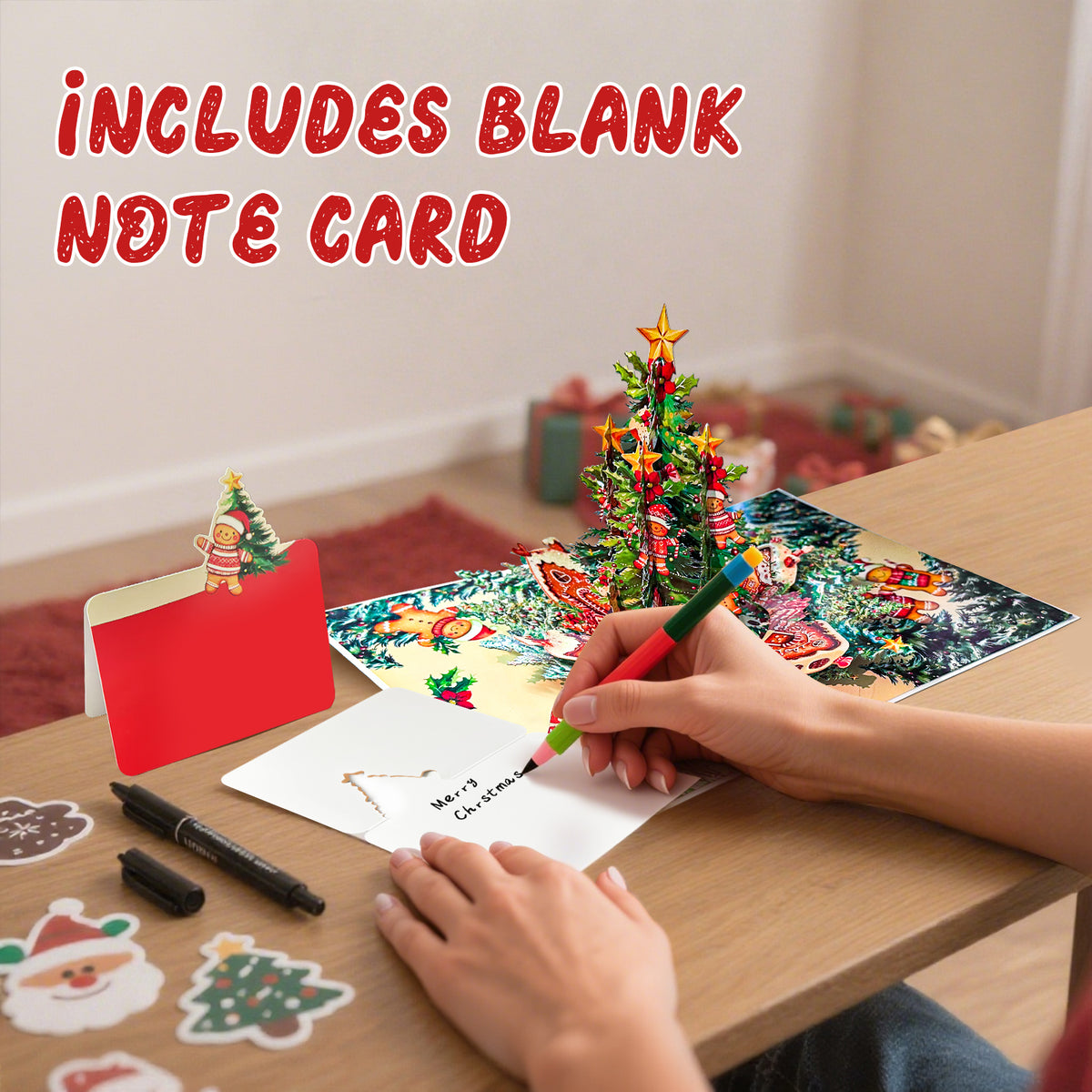 3D Gingerbread Christmas Tree Gold Foil Pop-Up Christmas Card