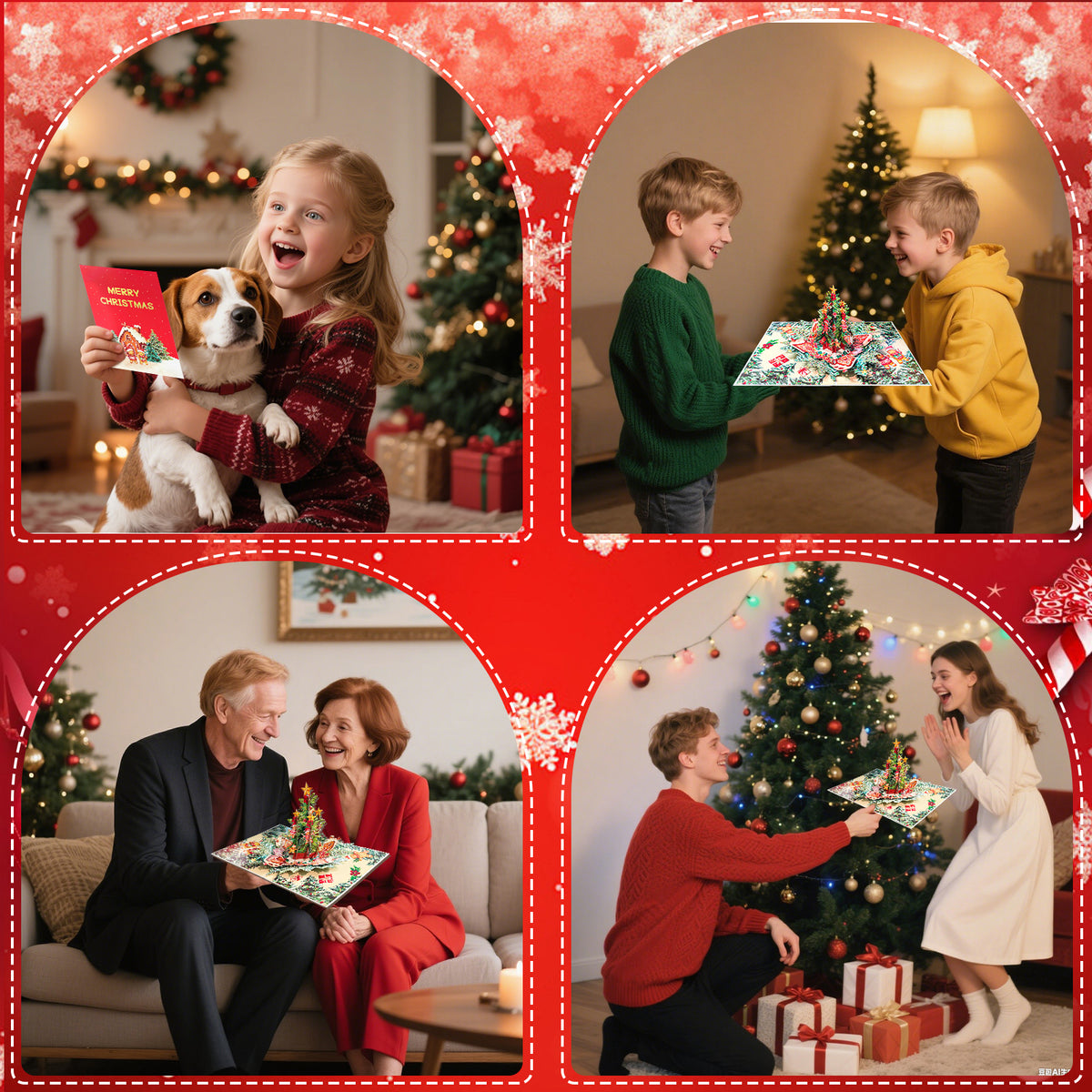 3D Gingerbread Christmas Tree Gold Foil Pop-Up Christmas Card