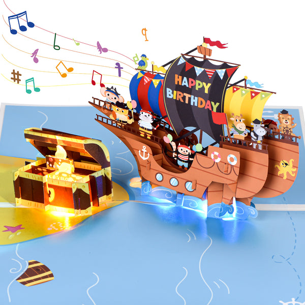 Pirate's Treasure Chest Musical Pop-Up Birthday Card