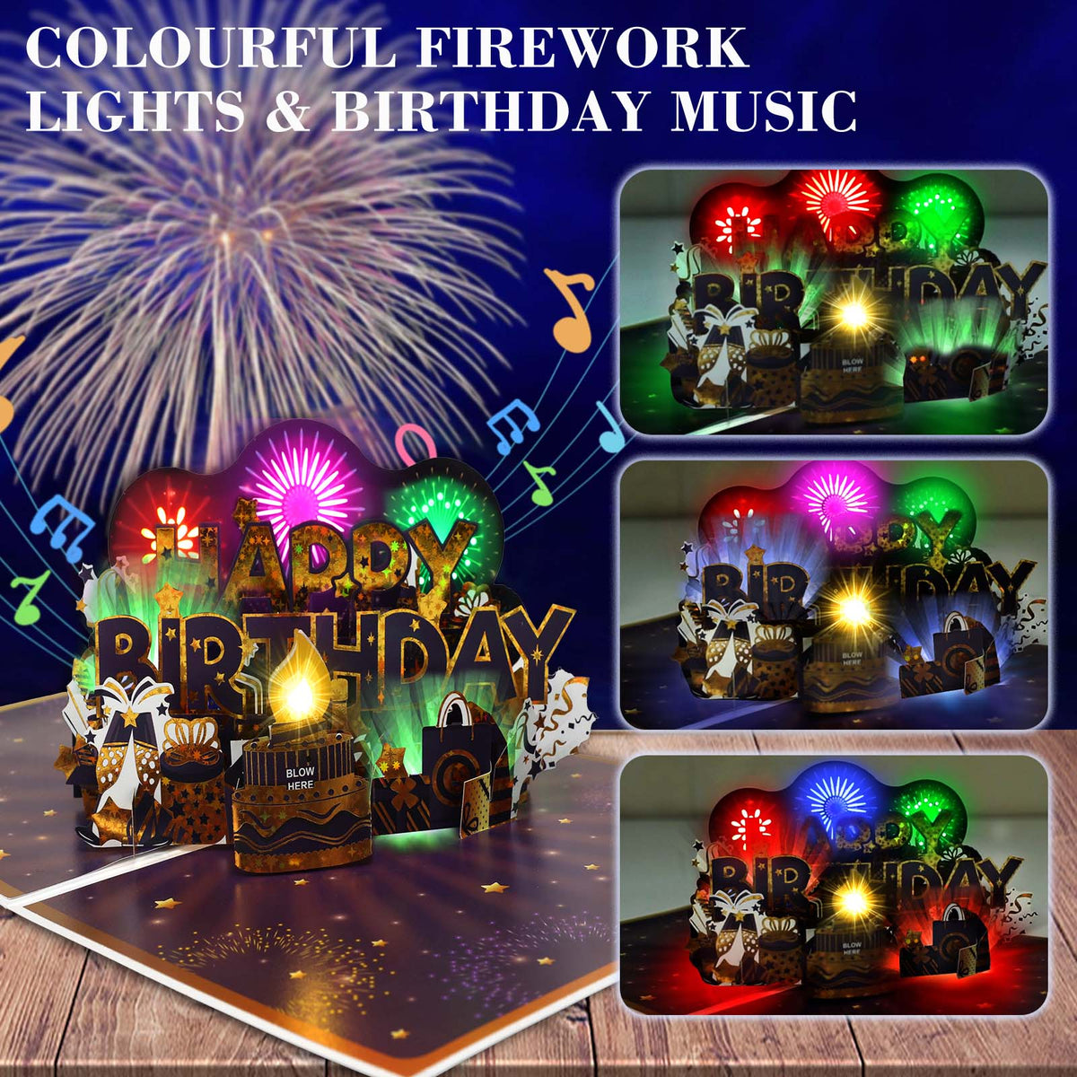 Firework Cake Blow-to-Celebrate Birthday Card