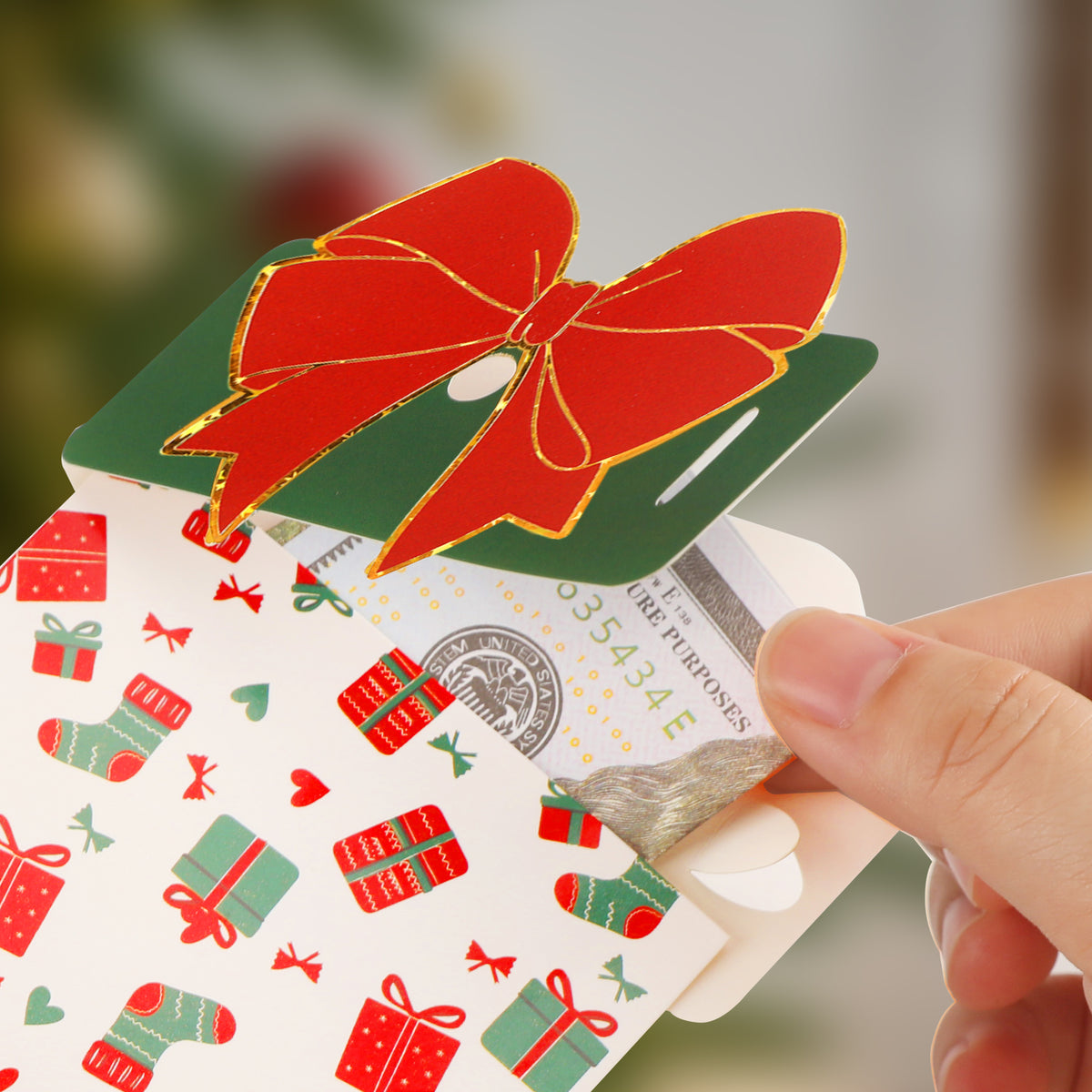 Christmas Stocking Hangable Money Holder Christmas Ornament (6 Pack)