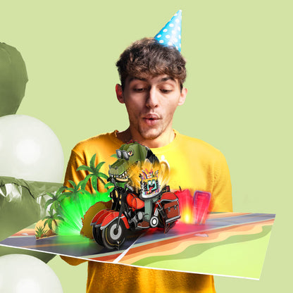 Crocodile Motorbike Blow-to-Celebrate Birthday Card