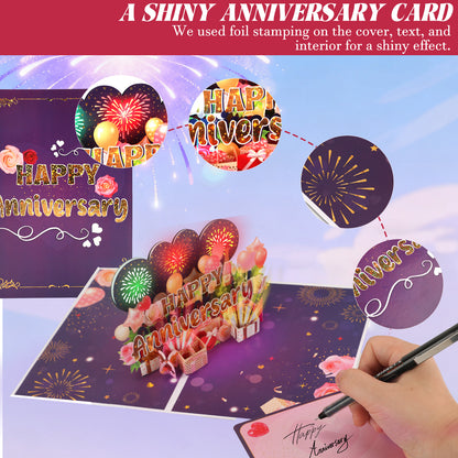 3D Romantic Fireworks Music & Lights Pop-Up Anniversary Card