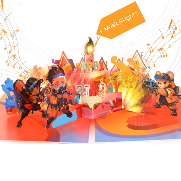 Musical Birthday Cards for Kids, Pop-up Card to Blow Out Candle Lights, Birthday Gift for Boys, Girls, Nephews, Sons