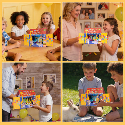 Animal Party House Music & Lights Pop-Up Birthday Card