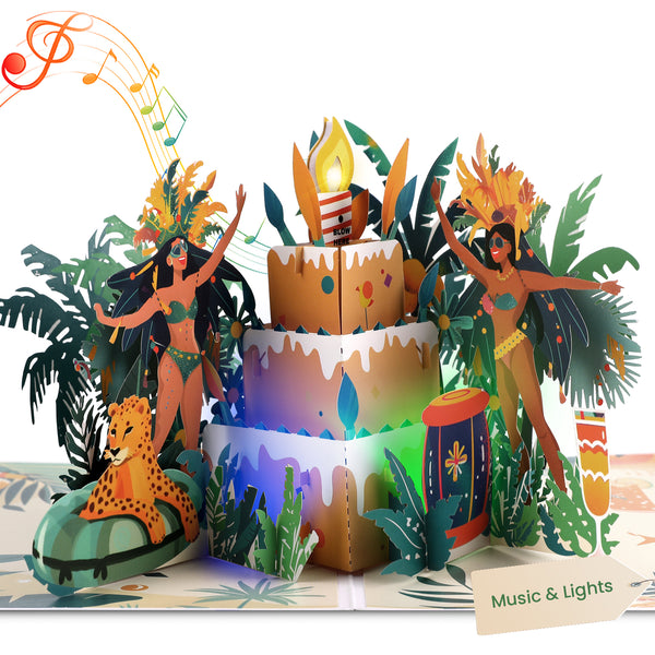 Musical Birthday Card, Pop-Up Birthday Card with Lights and Blowable Candle for Women, Men, Friends