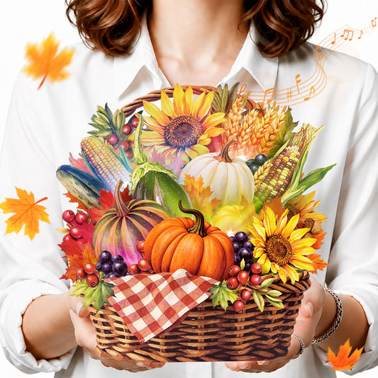 3D Golden Harvest Bouquet Music & Lights Pop-Up Birthday Card