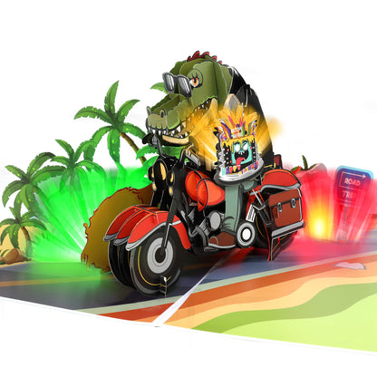Crocodile Motorbike Blow-to-Celebrate Birthday Card