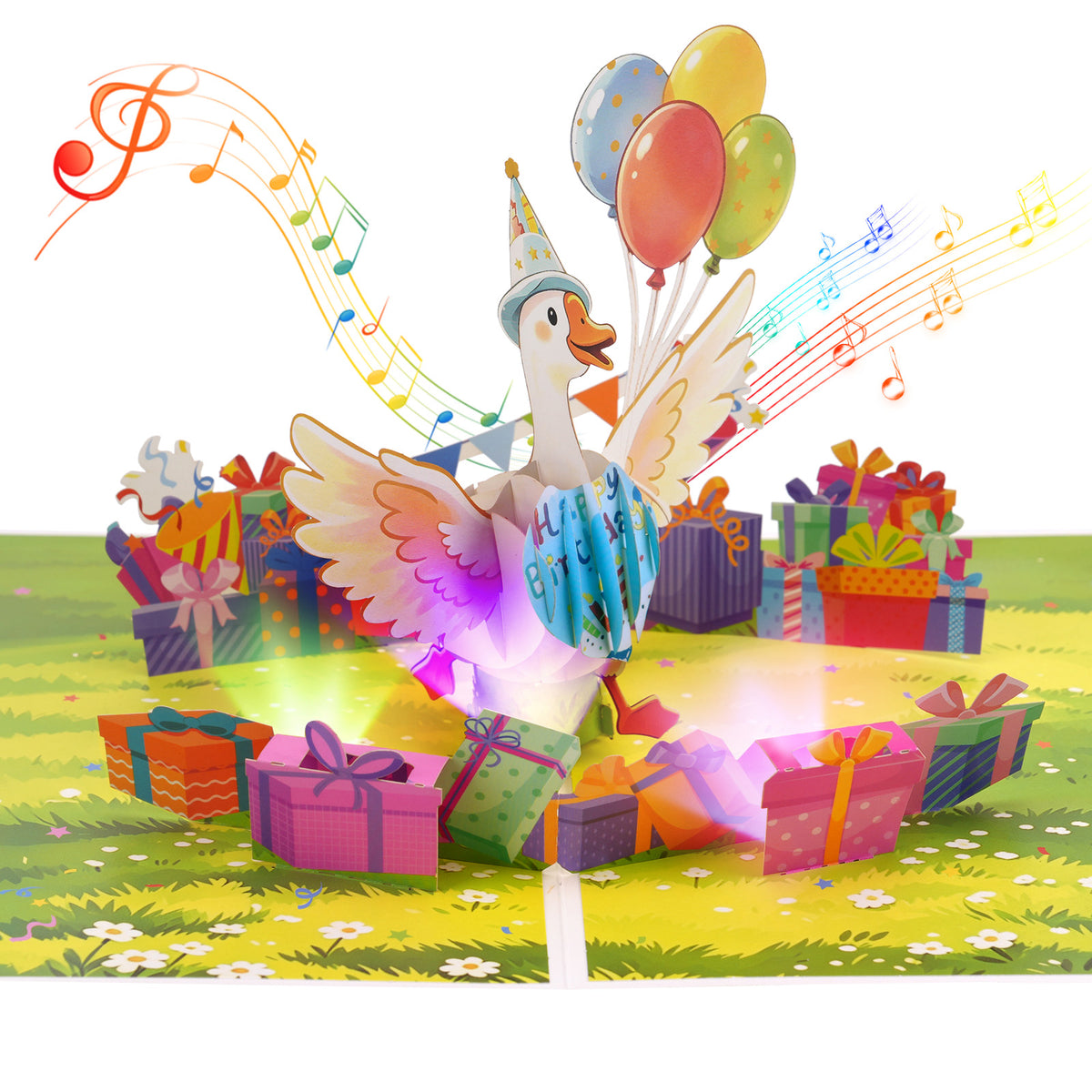 Party Goose Music & Lights Pop-Up Birthday Card