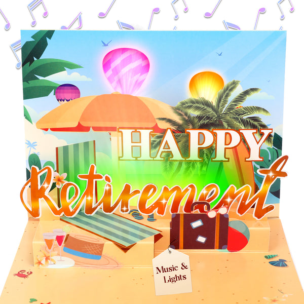 3D Pop Up Retirement Card with Music & Lights | Happy Retirement Card, Warm and Humorous Retirement Wishes for Men, Women, Teachers, and Friends