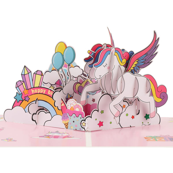Unicorn Birthday Greeting Cards，Pop-Up Card