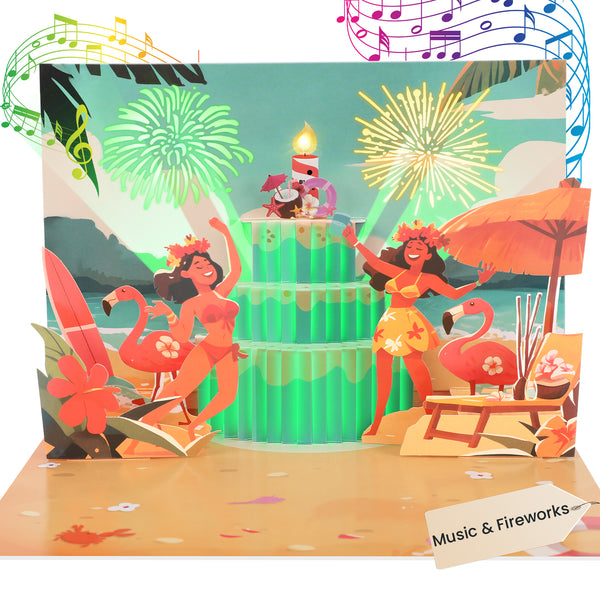 Musical Birthday Card, Music and Fireworks Birthday Cake Card, Pop-Up Birthday Gift Greeting Card for Women, Men