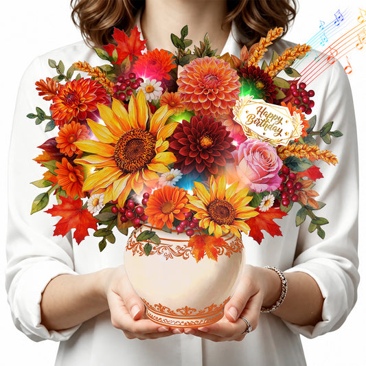 3D Sunflower Bouquet Music & Lights Pop-Up Birthday Card