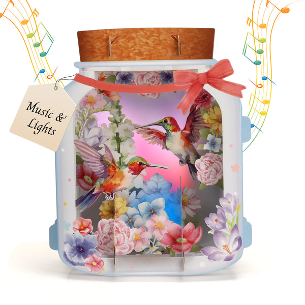 Pop Up Birthday Card, Music and Lights Greeting Cards, 3D Pop Up Cards, Hummingbird Birthday Cards for Mom, Grandma, Wife