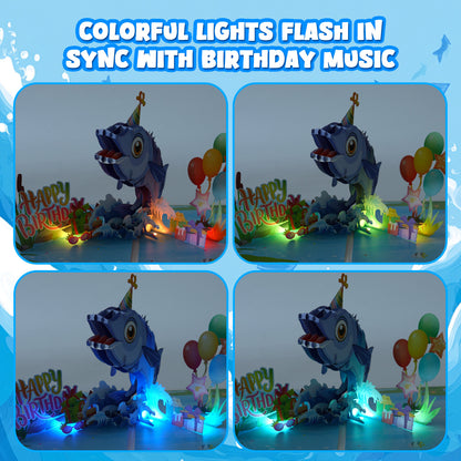 Bass Fish Music & Lights Pop-Up Birthday Card