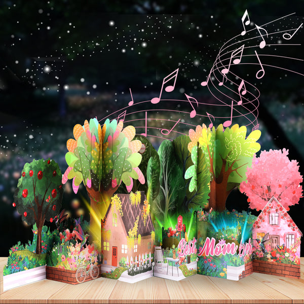 Musical Birthday Card for Mother, 3D Pop Up Greeting Card with Lights, Paper Large Greeting Cards, Birthday Gift for Mum, Grandmother
