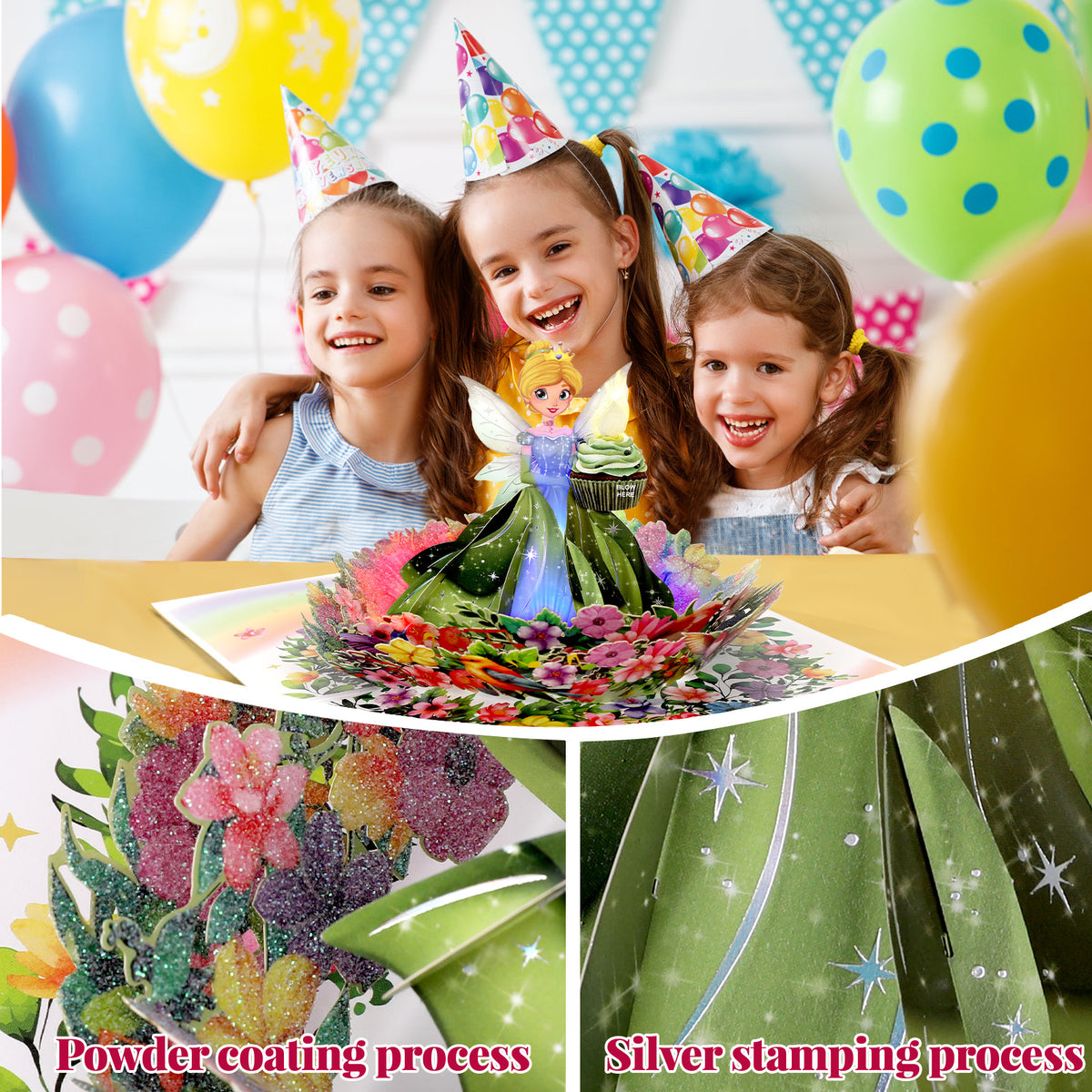 Green Fairy Flower Garden Blow-to-Celebrate Birthday Card