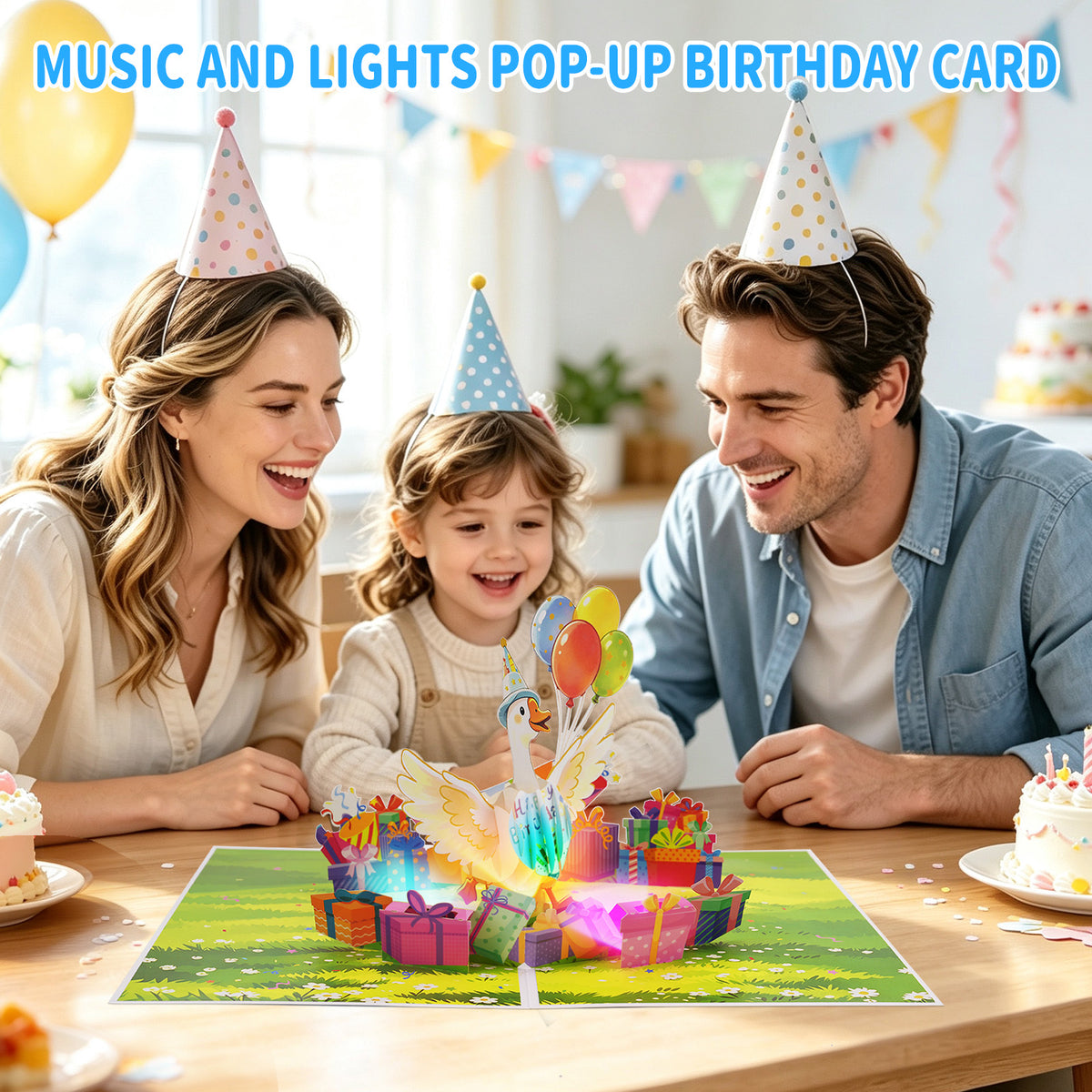 Party Goose Music & Lights Pop-Up Birthday Card