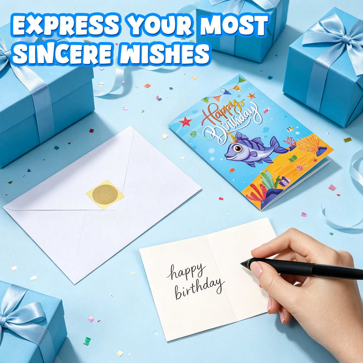 Bass Fish Music & Lights Pop-Up Birthday Card