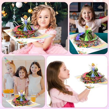 Green Fairy Flower Garden Blow-to-Celebrate Birthday Card