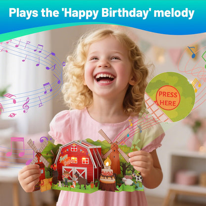 Farm Music & Lights Pop-Up Blow-to-Celebrate Birthday Card