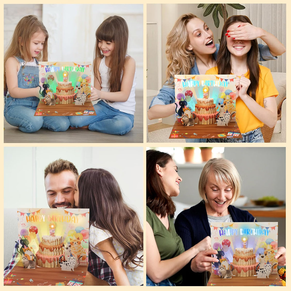 Cat Party Cake Blow-to-Celebrate Birthday Card