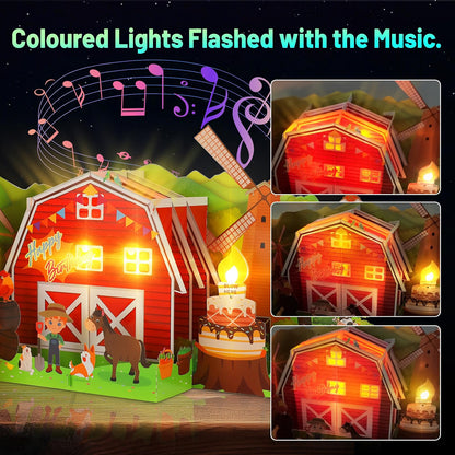 Farm Music & Lights Pop-Up Blow-to-Celebrate Birthday Card