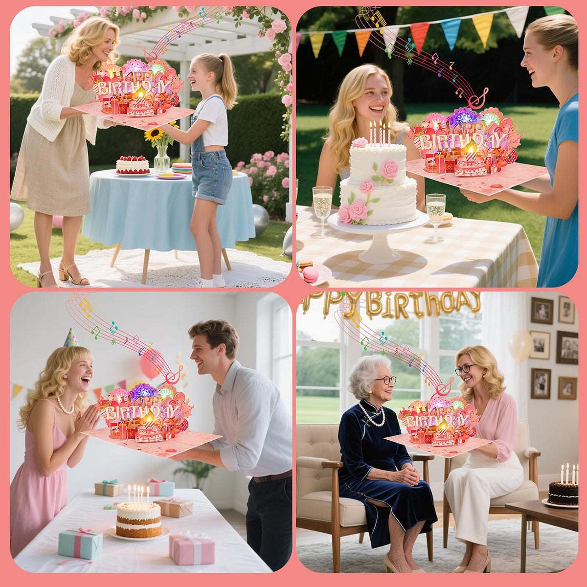Fireworks & Cake Blow-to-Celebrate Music & Lights Pop-Up Birthday Card