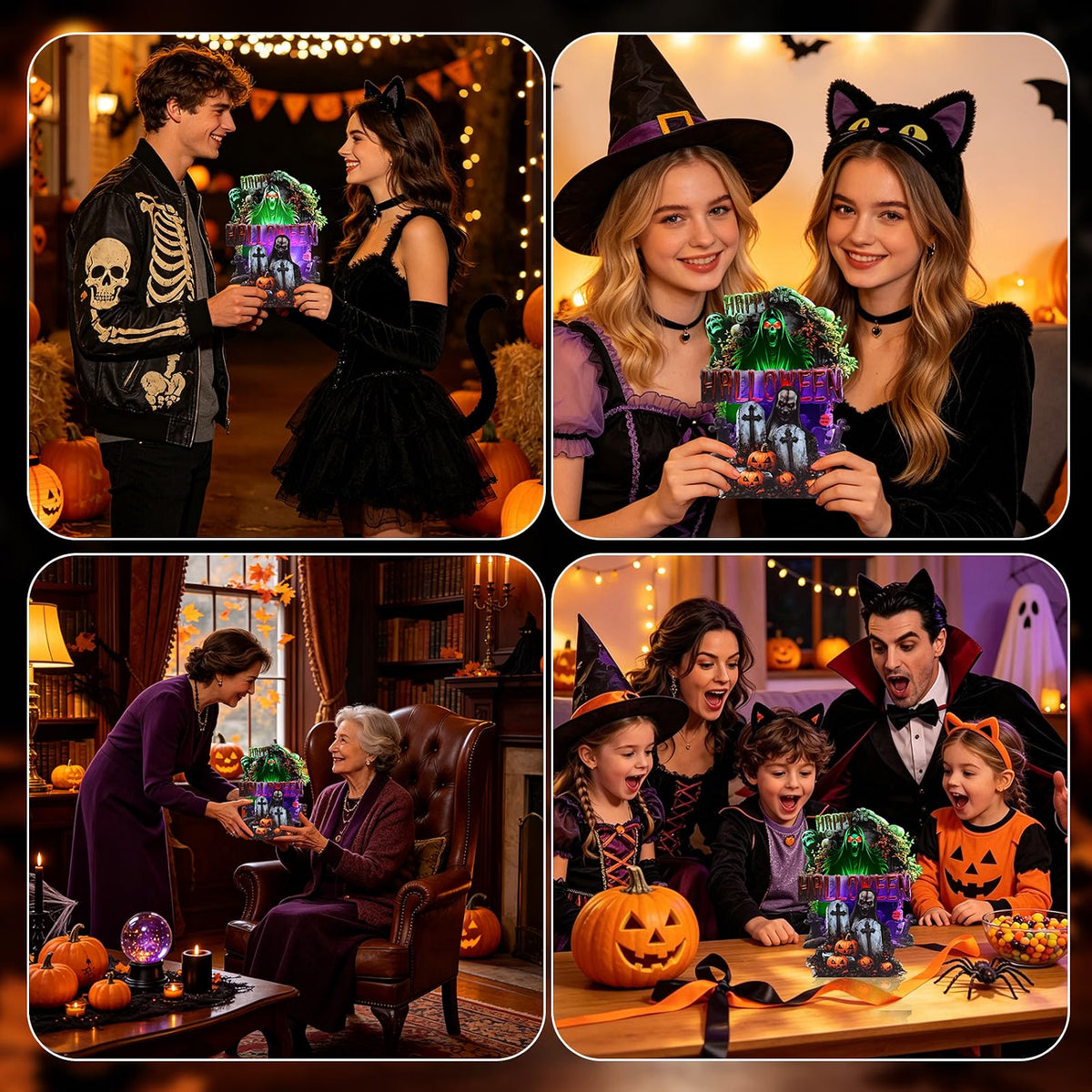 Grim Reaper Graveyard Music & Lights Pop-Up Halloween Card