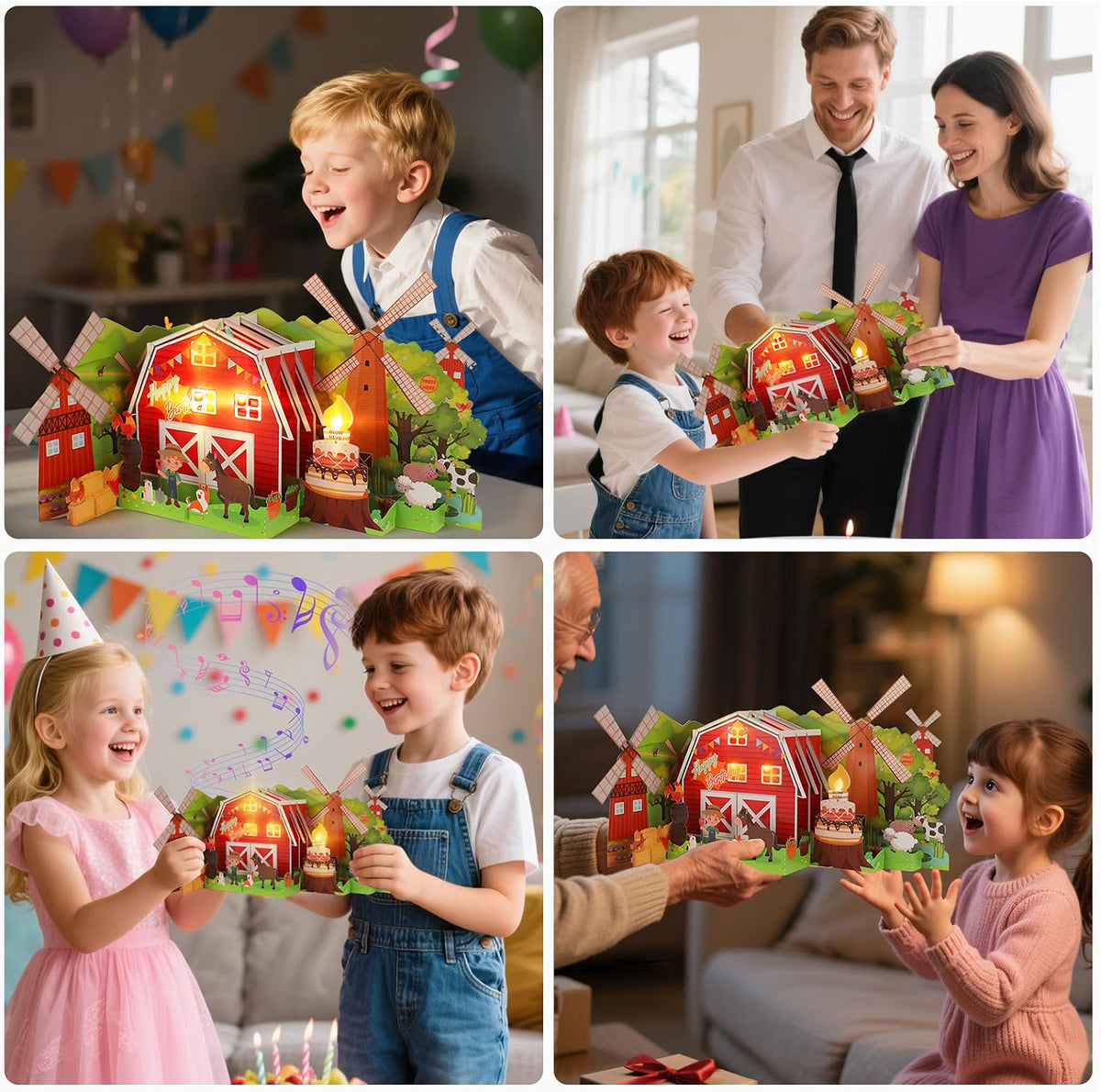 Farm Music & Lights Pop-Up Blow-to-Celebrate Birthday Card