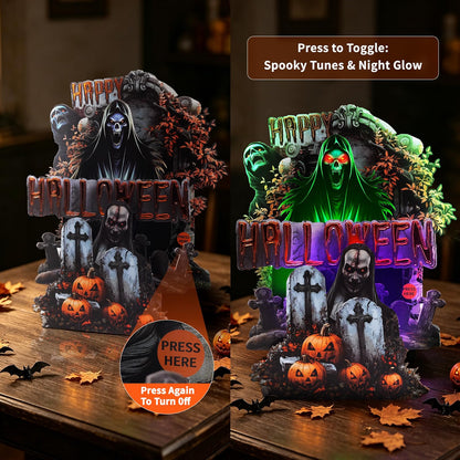 Grim Reaper Graveyard Music & Lights Pop-Up Halloween Card