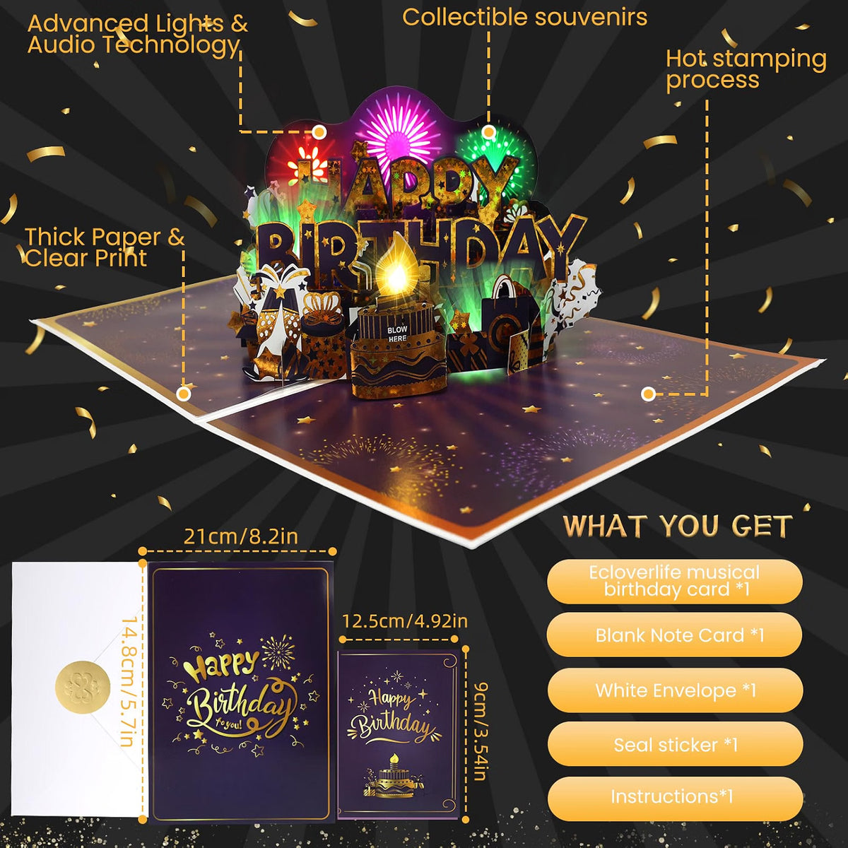 Firework Cake Blow-to-Celebrate Birthday Card