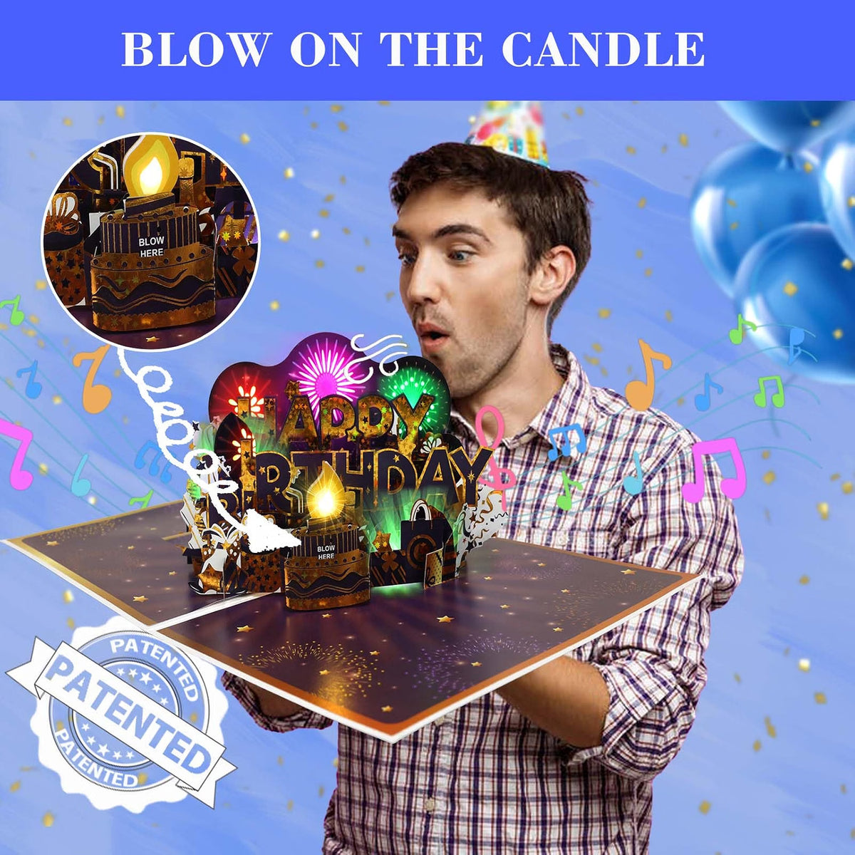 Firework Cake Blow-to-Celebrate Birthday Card